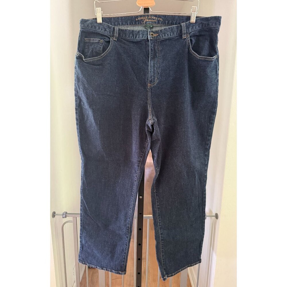 EUC Lauren Jeans Co. Womens Premium 18W Blue Denim Straight-Leg Stretch Jeans